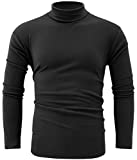 jonivey Mens Casual Long Sleeve Turtleneck Pullover Tee Shirt Thermal Knitwear (Black,L)