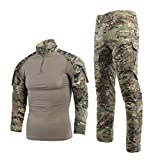 Minghe Airsoft Shirts Multicam Pants Survival Tactical Gear for Men Camo BDU Uniform Ripstop Tactical Suit Police Riot Gear, Cp Ge, Medium