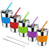 Spill Proof Kids Cups with Lids and Straws,12oz Stainless Steel Kids Tumbler with Straw,Metal Unbreakable Toddler Drinking Cups Glass with Lid,Leak Proof Sippy Cups with Lid for Kids and Adults