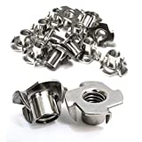 Stainless T-Nuts, 1/4"-20 Inch, (25 Pack), Threaded Insert, Choose Size/Quantity, by Bolt Dropper, Pronged Tee Nut. (1/4"-20 x 7/16")
