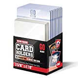 Semi Rigid Card Holders  50 Card Holders for Trading Cards and 50 Penny Sleeves  Baseball Card Protectors - Baseball Card Sleeves -3-5/16" x 4-7/8" Including 1/2" Lip - Trading Card Sleeves