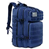 LHI Military Tactical Backpack for Men and Women 45L Army 3 Days Assault Pack Bag Large Rucksack with Molle System - Blue