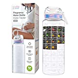 Belly Bottle Pregnancy Water Bottle Intake Tracker with Weekly Milestone Stickers (BPA-Free) Pregnancy Gifts for First time Moms Must Haves Essentials - Clear