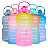 Venture Pal 1 Gallon Large Motivational Sports Water Bottle with Time Marker & Straw, Leakproof BPA Free Reusable Fitness Water Jug for Gym,Work and Outdoor Sports-Ombre Yellow Pink