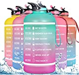 ZOMAKE 1 Gallon Water Bottle with Straw & Time Marker - 128OZ Motivational Water Jug BPA Free Leakproof Large Water Bottle Ensure You Drink Enough Water Daily