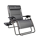 TIMBER RIDGE XXL Oversized Zero Gravity Chair, Full Padded Patio Lounger with Side Table, 33Wide Reclining Lawn Chair, Support 500lbs(Gray)