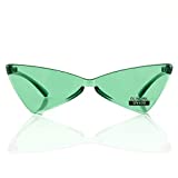 OLINOWL Triangle Rimless Sunglasses One Piece Colored Transparent Sunglasses For Women and Men, Green
