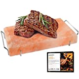 UMAID Natural Himalayan Salt Block Cooking Plate 12 X 8 X 1.5 for Cooking, Grilling, Cutting and Serving, Food Grade Salt with Stainless Steel Tray Set with Recipe Pamphlet