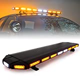 Xprite 48" Amber Emergency Strobe Bar Lights Black Hawk Hevy-duty Rooftop Security Flashing Hazard Warning Lightbar for Tow Trucks Construction Vehicles Traffic Pilot Cars Snowplow