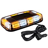 [Upgraded 5] ASPL 48LED Roof Top Strobe Lights, High Visibility Emergency Safety Warning LED Mini Strobe Light bar with Magnetic Base for 12-24V Snow Plow, Trucks, Construction Vehicles (Amber/White)