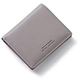 AnnabelZ Women Wallet Small Bifold Soft Leather Pocket Wallet Ladies Mini Short Purse(Grey)