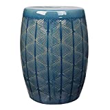 Blue Wave Ceramic Garden Stool Indoor Outdoor Patio Decoration Side Table Accent