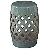 Outsunny 13" x 18" Ceramic Side Table Garden Stool with Knotted Ring Design & Glazed Strong Materials, Green