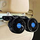 AOWOSA Car Fan for Backseat Auto 12V Electric Cooling Fan Portable Car Seat Headrest Fan for Sedan SUV RV Boat, with 360 Rotatable Dual Head, Stepless Speed Regulation, Cigarette Lighter Plug