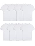 Fruit of the Loom Men's Stay Tucked Crew T-Shirt, Classic Fit-White-8 Pack-Active Cotton Blend, Large
