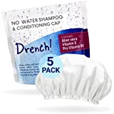 Drench No Water Rinse Free Shampoo Caps [6-Pack] - Waterless Shampoo and Conditioner - Dry Hair Wash Caps for Elderly or Bedridden - Contains Aloe Vera, Vitamin E and Provitamin B5