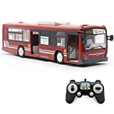 Fisca RC Truck Remote Control Bus, 6 CH 2.4G Car Electronic Vehicles Opening Doors and Acceleration Function Toys for Kids with Sound and Light (Red)