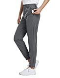 Viracy Golf Pants Women, Womens Work Pants Casual Wrinkle-Free UPF 50+ Ankle Zipper Golf Pants Sun Protection Quick Dry Hiking Pants with Pockets Grey Medium