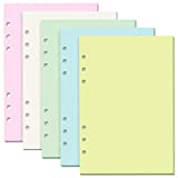 Blank Refill Paper, 200 Colored Unruled Pages for A5 Refillable 6-Ring Binder Notebook Journal Planner Organizer Insert, 120 GSM Thick Loose Leaf Paper