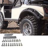 Huskey Pack of 4 Club Car DS Golf Cart Fender Flares for Front and Rear Wheels with Rigid Injection-Molded Black Plastic and Stainless Steel Screws for Gas/Electric Models-Only Fits 1993 & Up Models