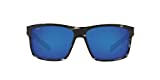 Costa Del Mar Men's Slack Tide Polarized Rectangular Sunglasses, Ocearch Shiny Tiger Shark/Grey Blue Mirrored Polarized-580G, 60 mm