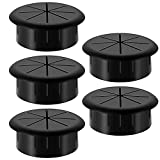 HYCC 5 Pack 2 Inch Flexible Desk Grommet,Organize Wires and Cables on Office Equipment, Computer Components, Entertainment Systems Effectively - Color: Black
