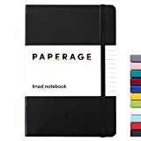 Paperage Lined Journal Notebook, Hard Cover, Medium 5.7 X 8 inches, 100 gsm Thick Paper. Use for Office, Home, School, or Business (Black, Ruled)