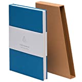 MOO Lined Hardcover Notebook - Premium Blue Lay Flat Journal - Medium-size, Thick 5x8 Paper for Writing and Work, Field Notes and Meetings (Sky Blue)