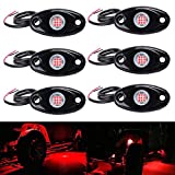 LY8 6Pods LED Rock Lights RED Neon Underglow Light for Car Truck ATV UTV SUV Jeep Boat Underbody Glow Trail Rig Lamp Waterproof (red)