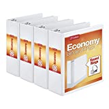 Cardinal Economy 3 Ring Binder, 3 Inch, Presentation View, White, Holds 625 Sheets, Nonstick, PVC Free, 4 Pack of Binders (00430)
