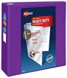 Avery Heavy Duty View 3 Ring Binder, 4" One Touch EZD Ring, Holds 8.5" x 11" Paper, 1 Purple Binder (79813)