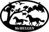 Running Horses Metal Personalized Metal Horse Farm Sign - Unique Running Horses Metal Wall Art Customized with Last Name or Horse Farm Name - Weatherproof Indoor Outdoor Family Name Sign Made in USA