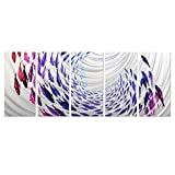 Migration of Fish Metal Wall Art - Multicolored Sea Sculpture Comes 5 Panels of 64" x 24" - Beautiful Wall Hangings Perfect as Indoor or Outdoor Decorations