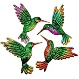 Metal Hummingbird Wall Art Decor, Metal Birds Outdoor Wall Sculpture Decoration Hanging for Deck , Garden Fence, Backyard, Patio, Bedroom, Living Room.4PCS Outdoor Hanging Decoration