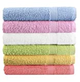 Groko Textiles Small and Lightweight Cotton Towels Assorted Pastel Mix 24 x 40 inches Towels (6)
