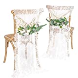 Ling’s Moment Wedding Chair Signs Wedding Reception Chair Decor Bride and Groom Chair Signs Set of 2, Floral Wedding Decorations Rustic Boho