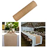 OurWarm 12 x 108 Inch Hessian Burlap Table Runner, Natural Jute Table Runners for Country Vintage Wedding Decoration, Rustic Farmhouse Kitchen Decor