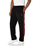 adidas Men's Standard Essentials Warm-Up Open Hem 3-Stripes Tracksuit Bottoms, Black/Scarlet, Large