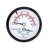 PIC Gauge TRI-RC-254R1.75-D 2-1/2" Dial Size, 1/4" Male NPT Connection Size, Stem Length 1.75 inches, 0/75 psi Range, Commercial Tridicators with Black Steel Case, Bronze Internals, Plastic Lens with Red Indicator