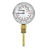 PIC Gauge TRI-HD-302L-E 3" Dial Size, 1/2" Male NPT Connection Size, 0/100 psi Range, 80/320F Temperature Range, Bottom Mount Industrial Heavy Duty Round Dial Tridicators with Stainless Steel Case, Plastic Lens