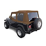 Sierra Offroad Replacement Soft Top with Upper Door Skins, fits Jeep Wrangler YJ Model 1988-1995, Factory Quality and Precision Fit, Premium Denim Vinyl, Spice/Tan