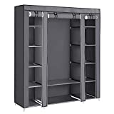 SONGMICS Closet Wardrobe, Portable Closet for Bedroom, Clothes Rail with Non-Woven Fabric Cover, Clothes Storage Organizer, 59 x 17.7 x 69 Inches, 12 Compartments, Gray ULSF03G