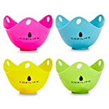 Egg Poacher  COZILIFE Silicone Egg Poaching Cups with Ring Standers, For Microwave or Stovetop Egg Cooking, Kraft Box Packing, BPA Free, Pack of 4