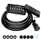 Nilight Heavy Duty 7 Way Inline Trailer Plug with 7 Gang Junction Box - 8 Feet, Trailer Connector Cable Wiring Harness with Weatherproof Junction Box Suitable for RV Automotives Cars,2 Years Warranty