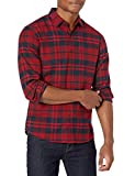 Amazon Essentials Men's Slim-Fit Long-Sleeve Flannel Shirt, Red, Large