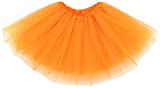 Simplicity Women's Classic Elastic 3 Layered Tulle Ballet Tutu Skirt, Orange