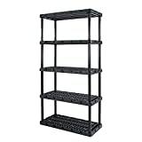 Gracious Living 91086-1C 18 x 36 x 72 Inch Knect A Shelf Fixed Height Heavy Duty Interlocking Ventilated Home, Office, Garage, Basement, Utility Room Storage 5 Tier Shelving Unit, Black