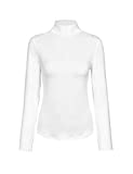 KLOTHO Layering Within Turtleneck Shirts for Women Long Sleeve Tops White Large