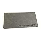 Personalized Checkbook Cover Faux Leather Permanently Engraved (Grey)