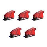 Antrader Plastic 12mm Mount Dia. Toggle Switch Cover Dustproof Safety Waterproof Safety Flip Cover Cap Red 6-Pack